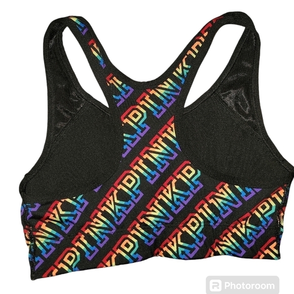 Victoria's Secret Pink Rainbow Pink Word Sports bra S (small) - Picture 3 of 3